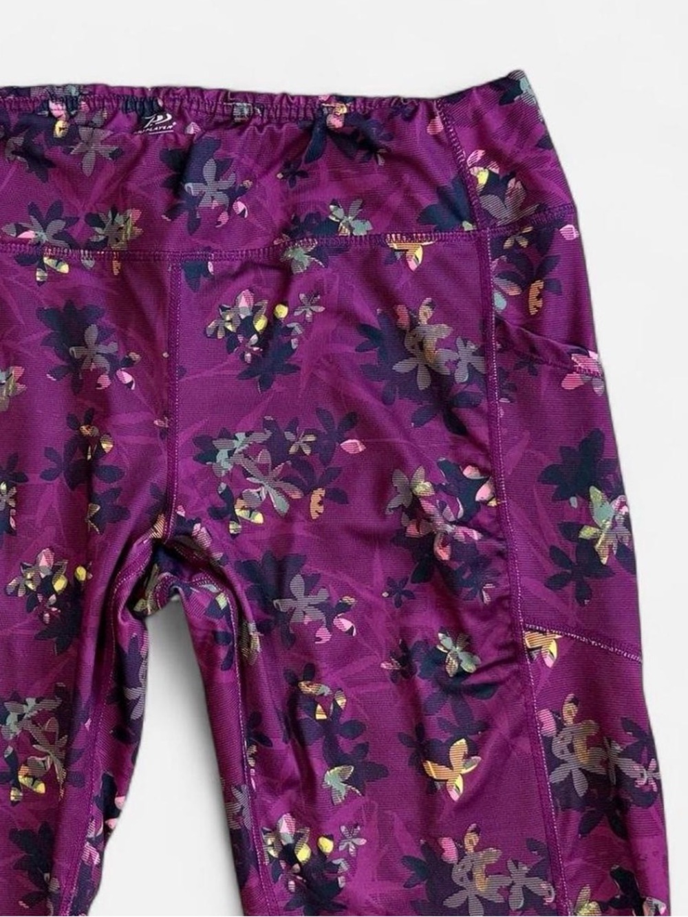 Pro Player Womens Pants size XL Purple Floral Printed Pull On Pockets